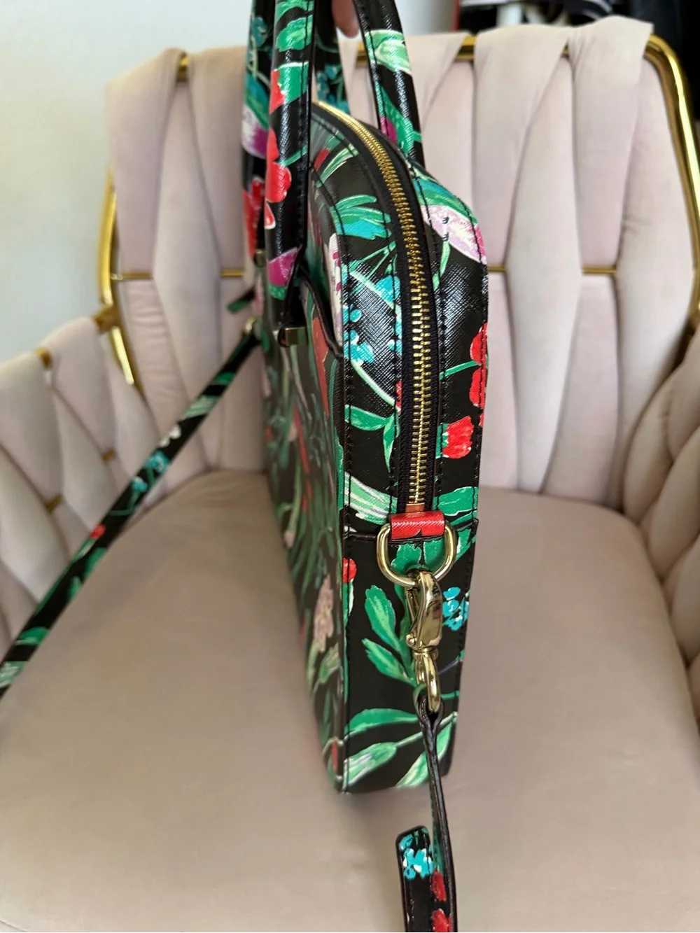 ⭐️FREE SHIPPING⭐️ kate spade Black Floral Hummingbird Satchel